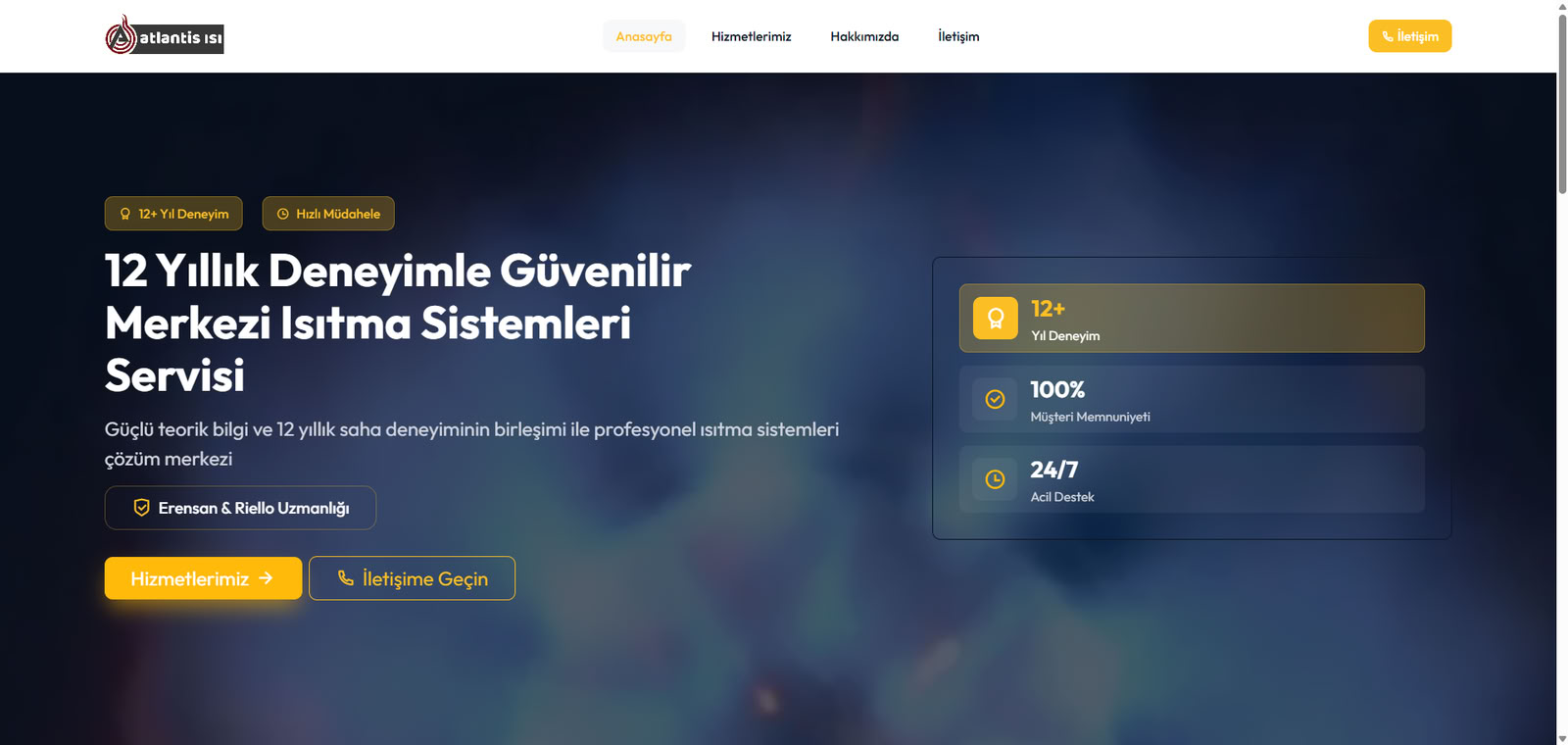 Atlantis Isı kurumsal web sitesi ekran görüntüsü