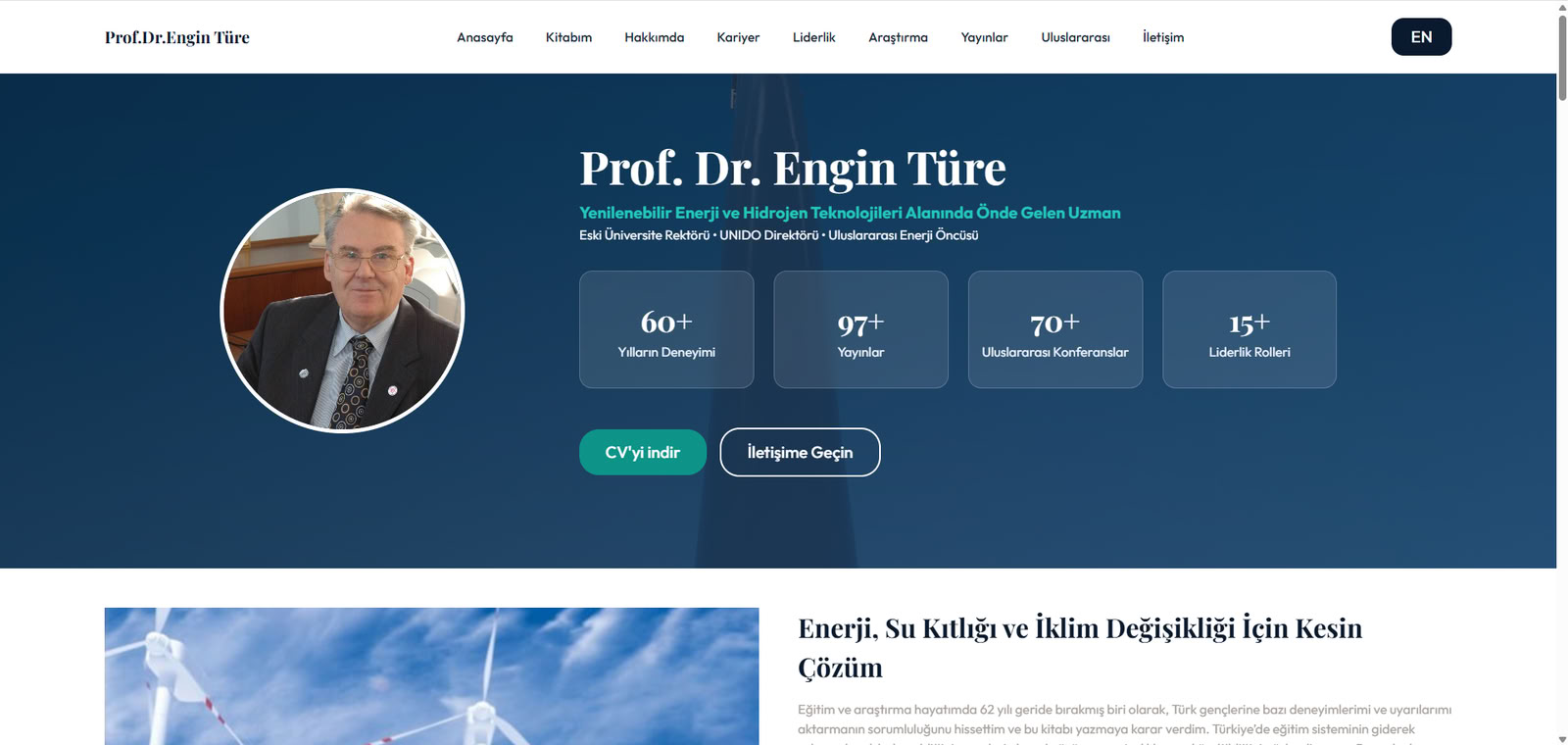 Prof. Dr. Engin Türe kişisel web sitesi ekran görüntüsü